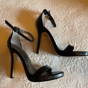 Sam Edelman Eleanor.  Black reptile print; sky high sandals